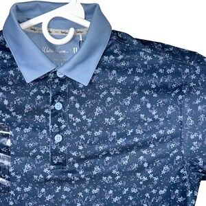 Walter Hagen 11 Blue‎ Floral Print Golf Polo Shirt Men's Small Moisture Wick AOP